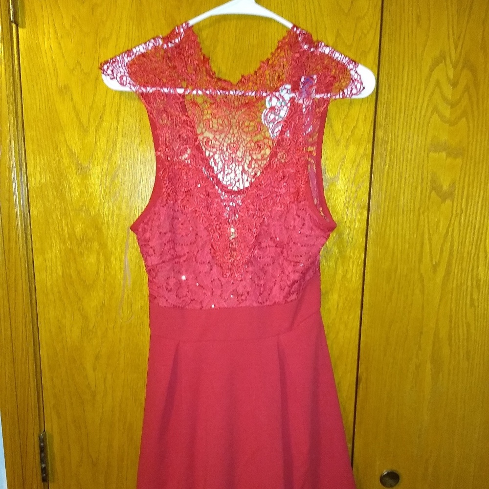 Red crochet top with sequins